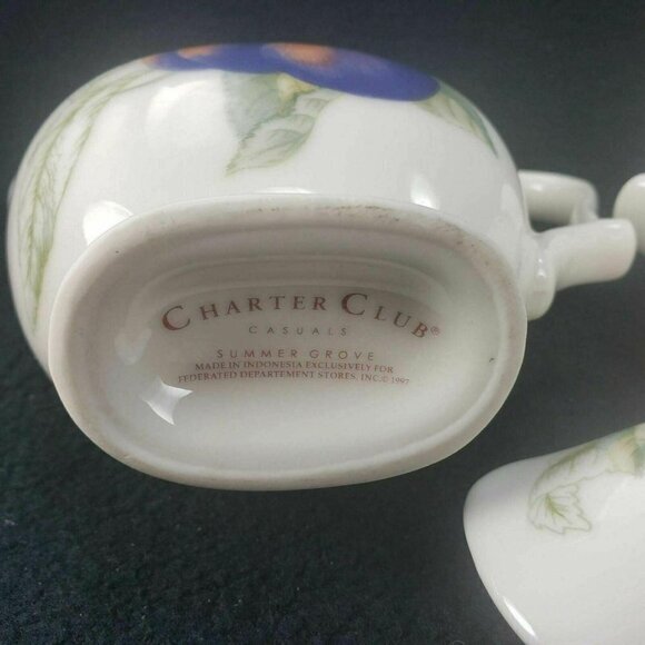 Charter Club Summer Grove Creamer Lidded Sugar Bowl Set Plum Currant Pear - Picture 6 of 11